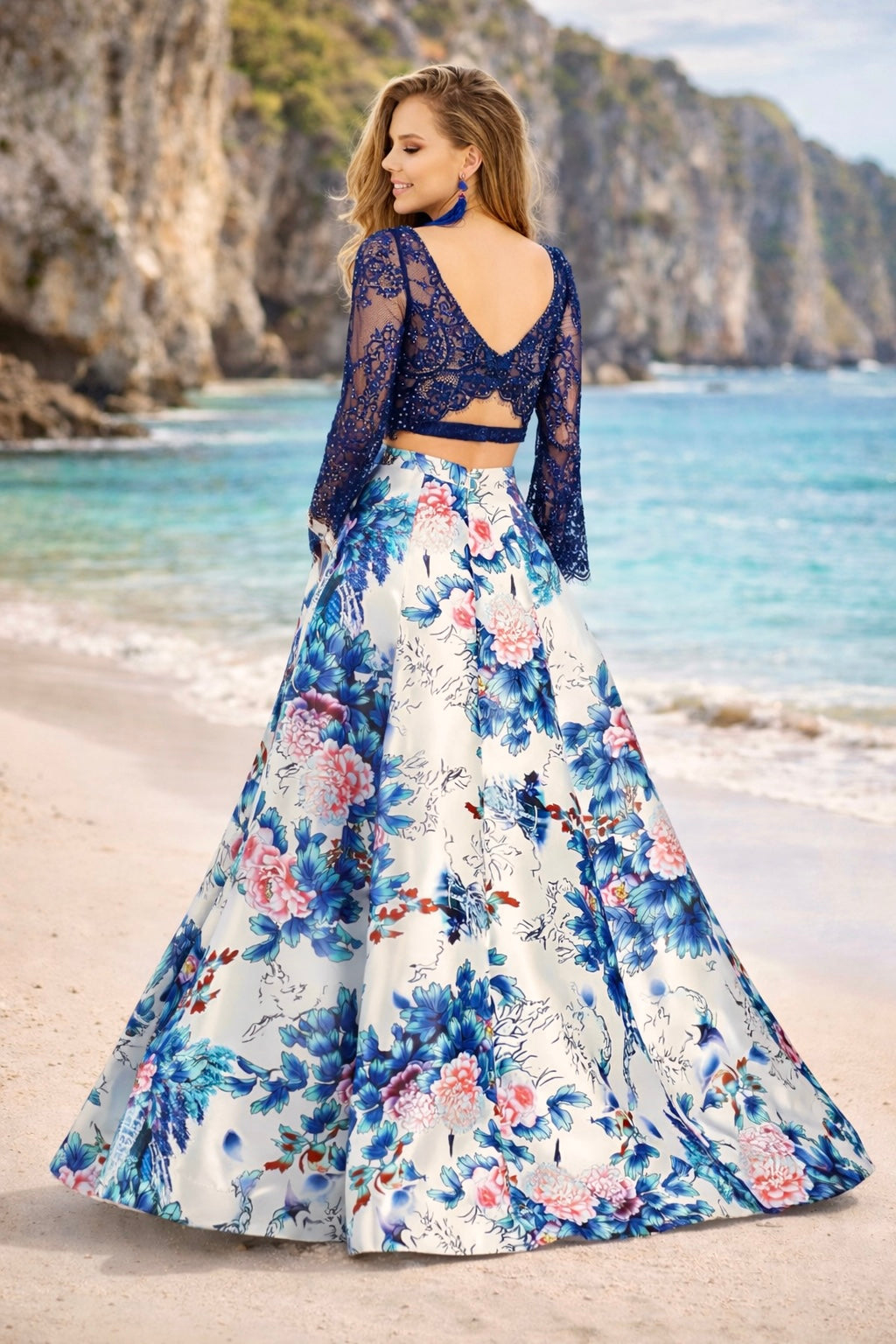promgirl semi formal dresses Black and White Long Prom Dress