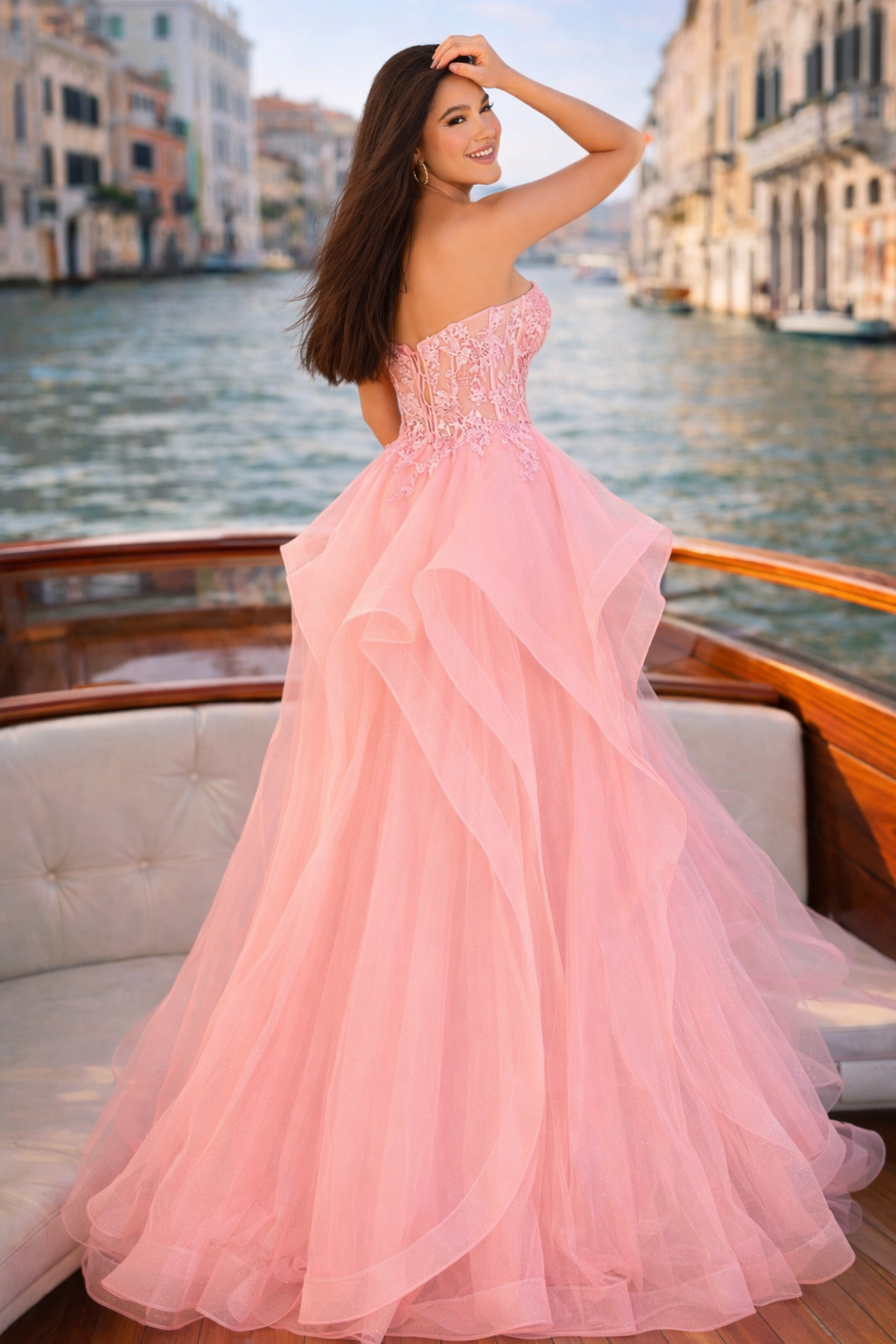 coral prom dress with ruffles Ankle Length Ruffle Side Spaghetti Straps Coral Prom Dresses