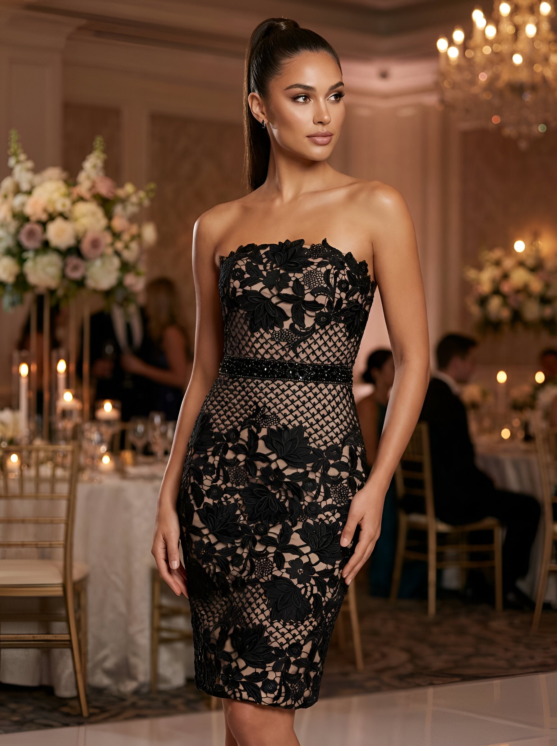 corset champagne dress Wedding with Sparkly Beaded and Elegant Tulle Skirt neckline and thin shoulder floaty dress Black Dress With Jean Size:24-REG